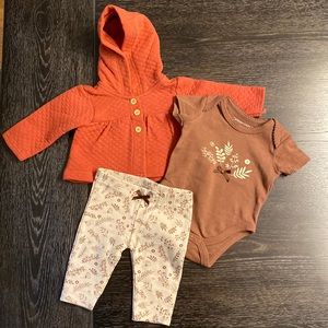 Catherine Malandrino Brown and Orange 3 piece outfit
